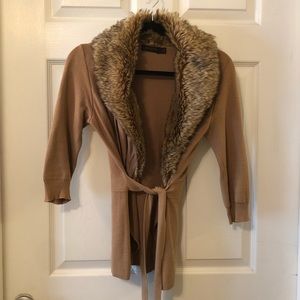 Faux Fur Collared Sweater - Sz S